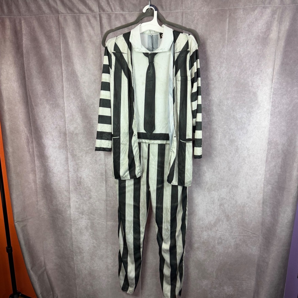 Rubies Beetlejuice Beetlejuice Boys Costume Large Striped Jumpsuit 1001535
